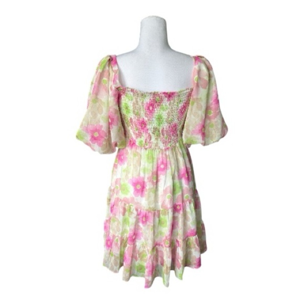 Reset by Jane NWT Watermelon Floral Balloon Sleeve Mini Dress M - Picture 7 of 10